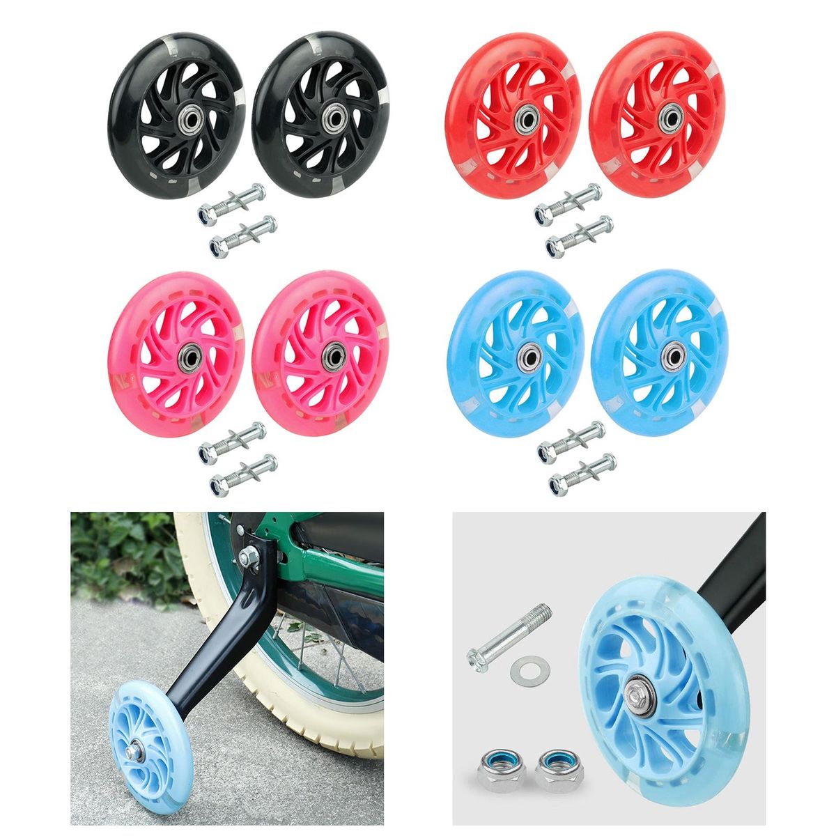 Bike Training Wheels Auxiliary Stabilizer For Kids Black