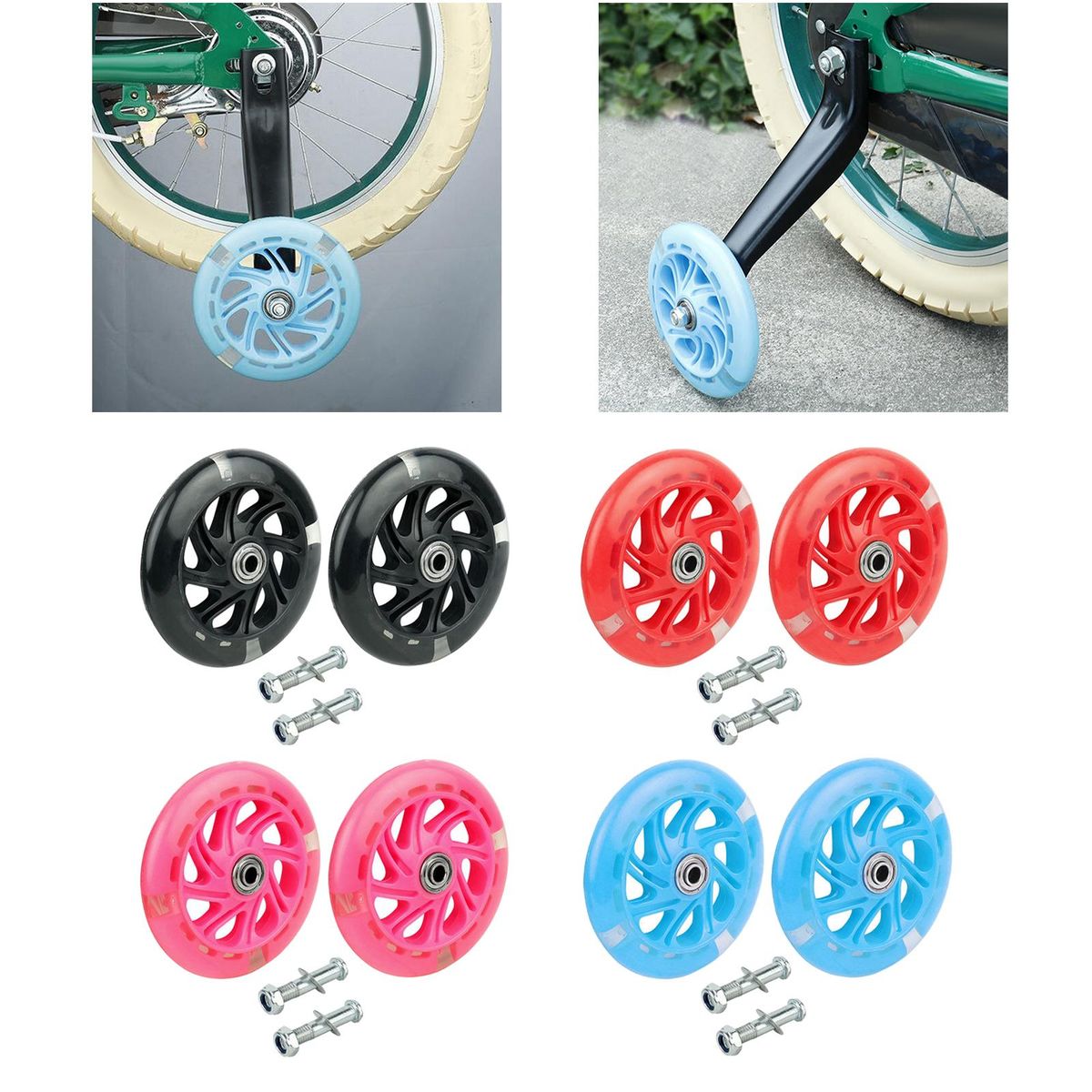 Bike Training Wheels Auxiliary Stabilizer For Kids Black