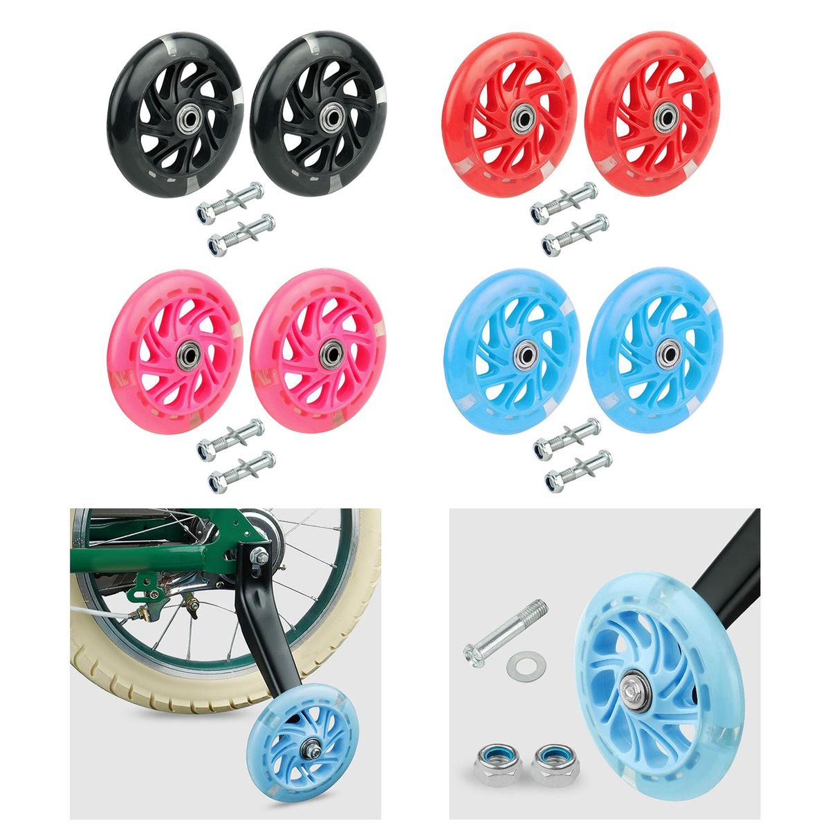 Bike Training Wheels Auxiliary Stabilizer For Kids Black