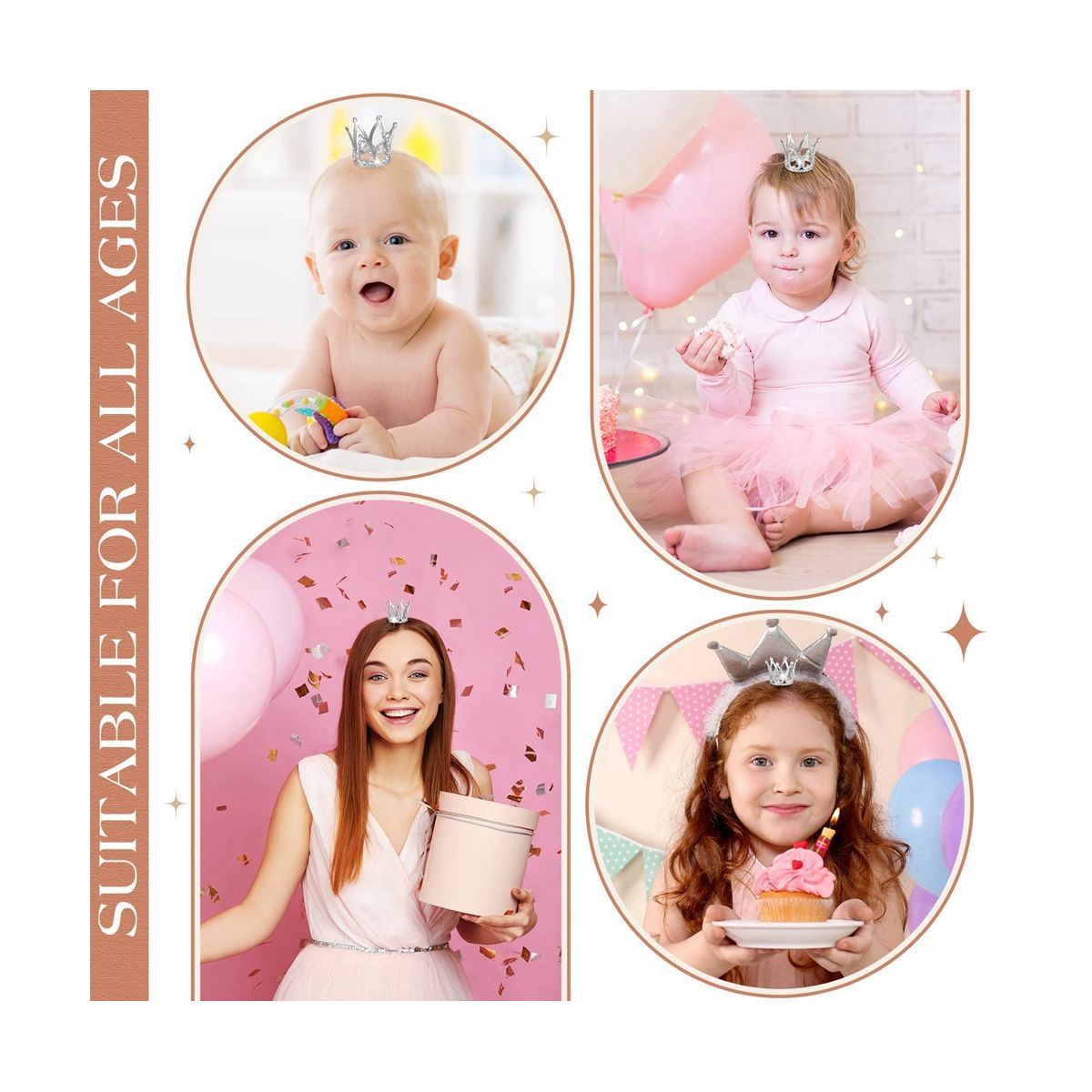 12Pcs Crown Cake Topper Mini Baby Crown Queen Crown Small