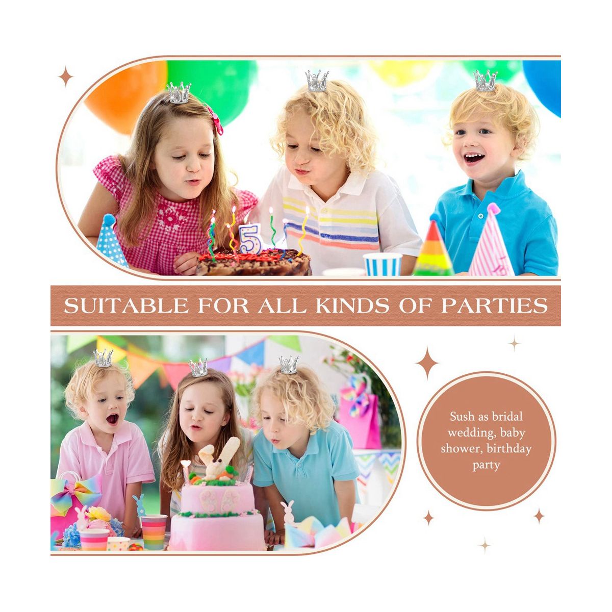 12Pcs Crown Cake Topper Mini Baby Crown Queen Crown Small