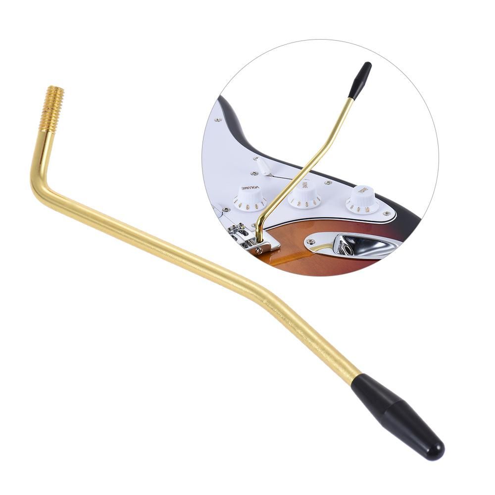 6mm Thread Diameter Single Tremolo Trem Vibrato Whammy Bar Arm Crank Lever for Electric Guitar Tremolo System Golden with Black Tip