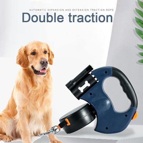 Rope Leash With Light Retractable Double Pet Traction Rope Belt Rope Adjustable Dual Dogs Strap Auto Flexible Dog Pet Leash