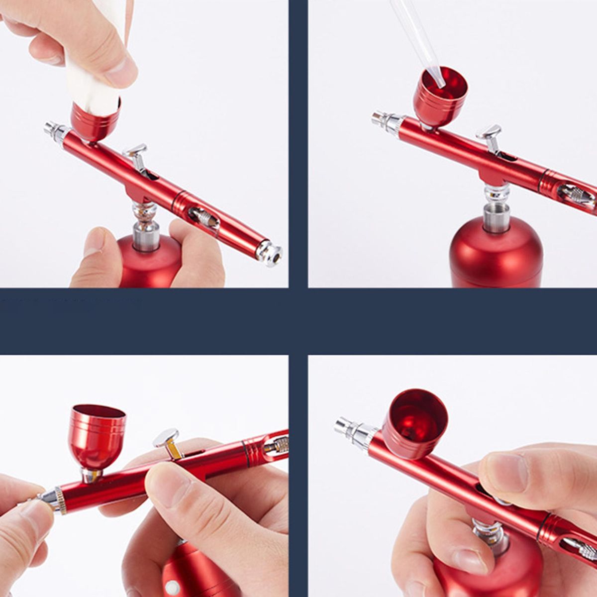 Airbrush Kit Air Compressor, Portable Wireless Airbrush Set, Red