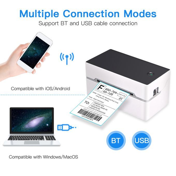Desktop Label Printer High Speed USB + BT Thermal Printer