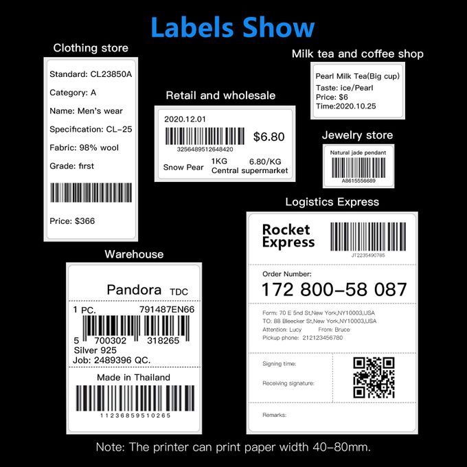 Desktop Label Printer High Speed USB + BT Thermal Printer
