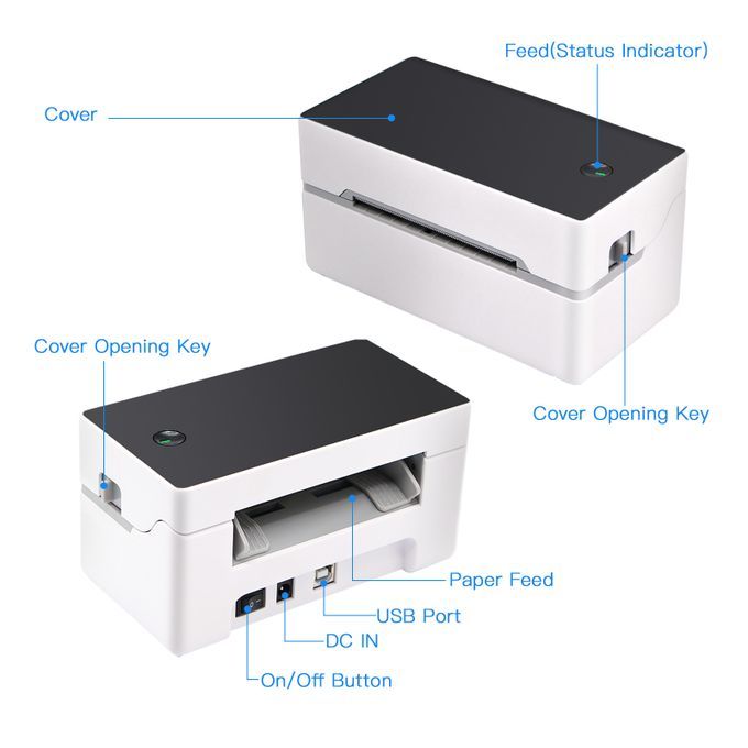 Desktop Label Printer High Speed USB + BT Thermal Printer
