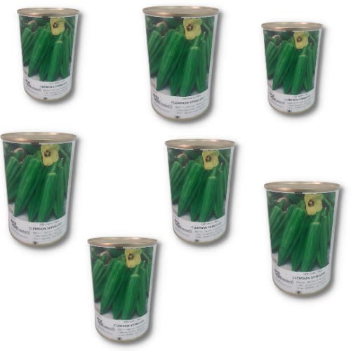 Clemson Spineless Okro Seeds - 100 Grams - 7 Tins