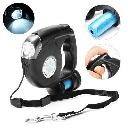 4.5M Pet Dog Leash LED Flashlight Automatic Retractable Dog Leash Lead Extendable Traction Rope With Garbage Bag Pet Supplies