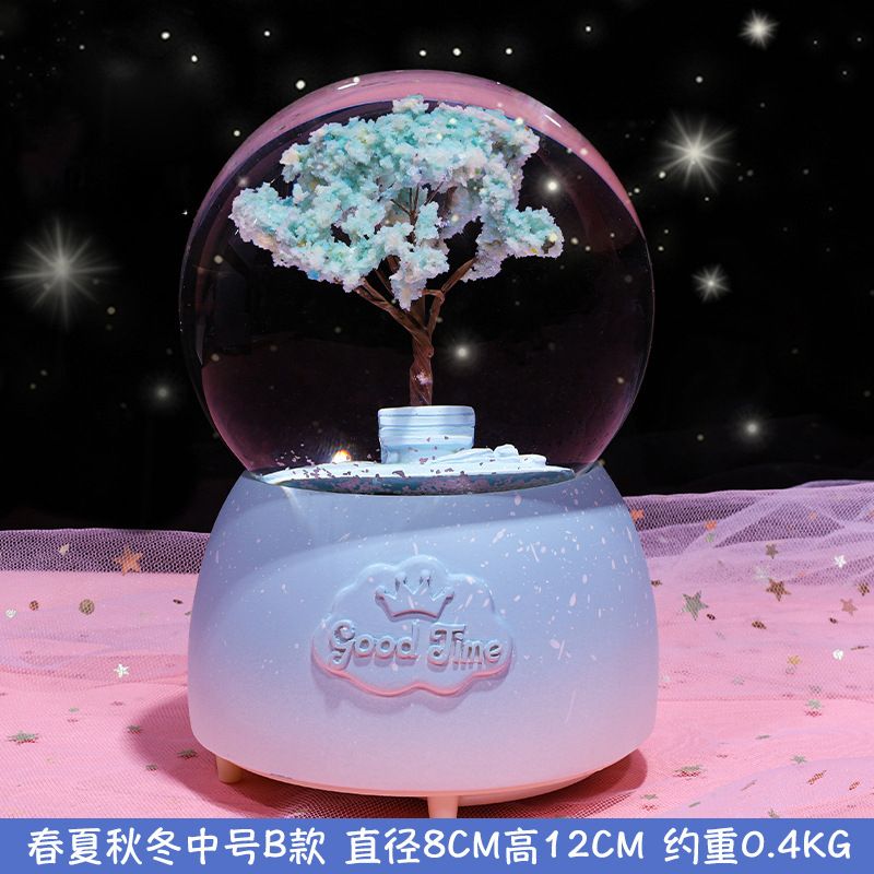 Dream Girl Unicorn Crystal Ball Music Box Crystal Snow Globe Music Box With-Dark Khaki
