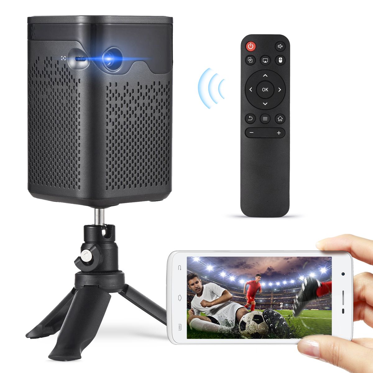 Mini Projector With Tripod Rack 4K DPL Wireless Portable