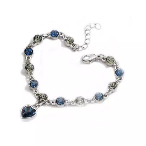 Ladies Adjustable Ocean Heart Bracelet - Silver