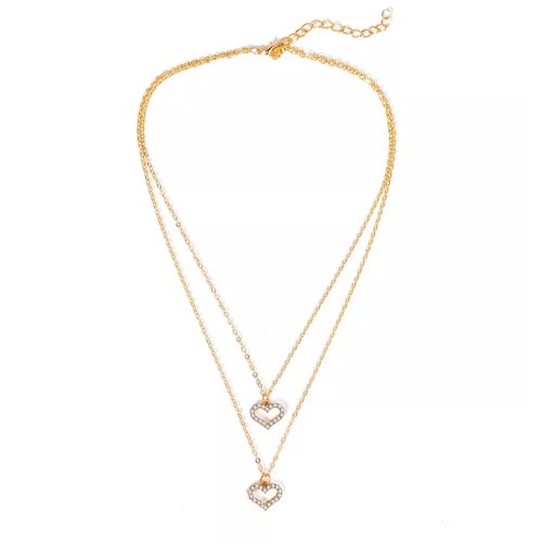 Double Layer Female Heart Pendant Necklace
