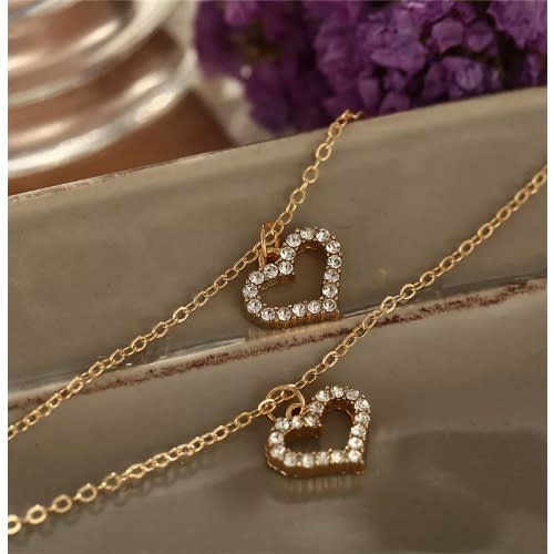 Double Layer Female Heart Pendant Necklace