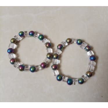 Transparent Rainbow Bead Bracelets - 2pcs