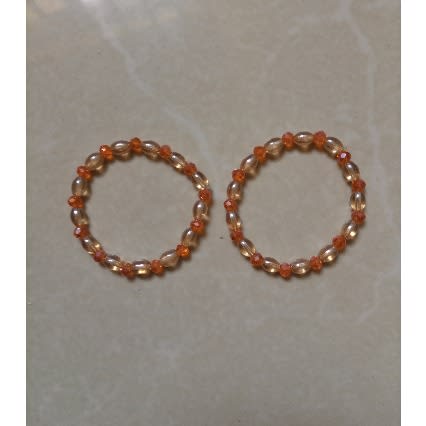 Stoned Bead Bracelets - 2pcs - Orange