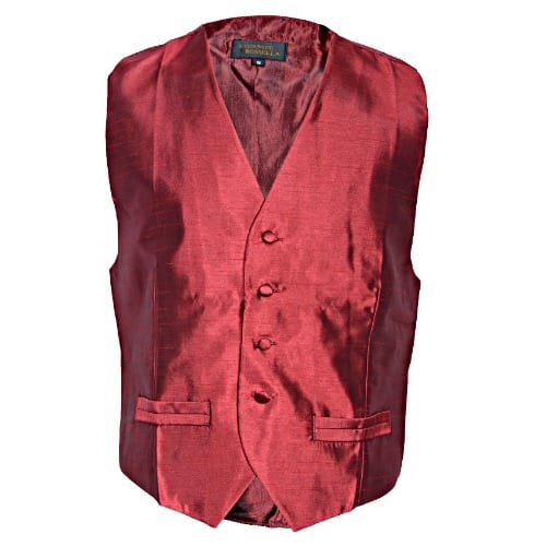Plain Four Button Suit Waistcoat - Wine - MWC-1437