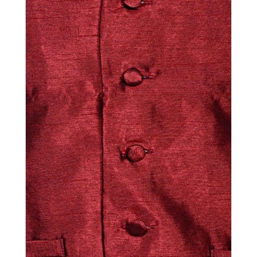 Plain Four Button Suit Waistcoat - Wine - MWC-1437