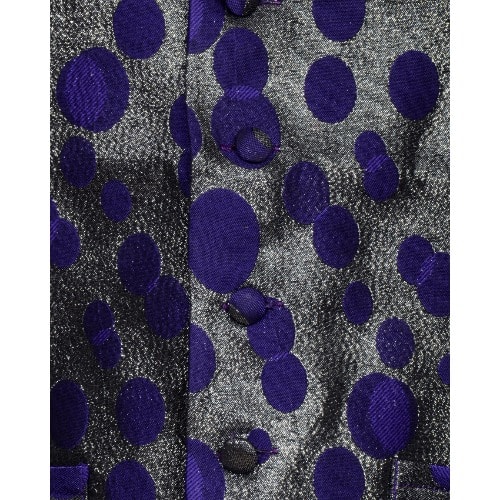 Premium Dot Pattern Waistcoat - Purple & Silver - MWC-1424