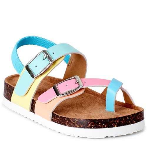 Infant Baby Girls Colorblock Toe Back Strap Sandals