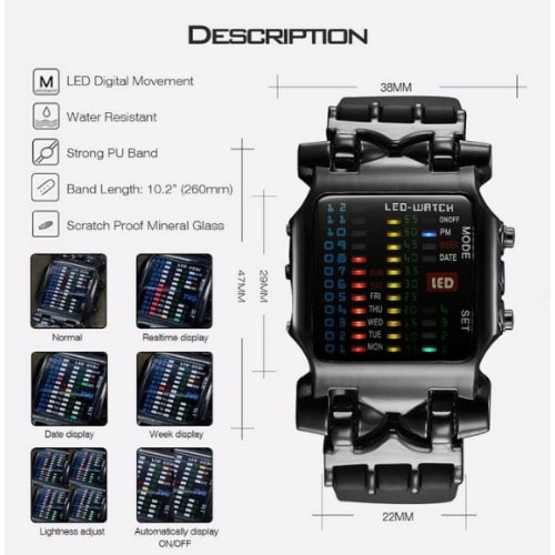 Waterproof Led Digital Men's Wrist Watch