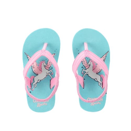 Girls Toddler Unicorn Flip Flops-  Turquoise Pink