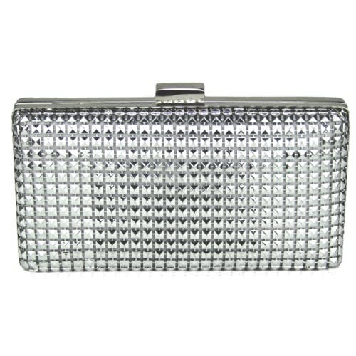 Silver Hard Case Evening Clutch