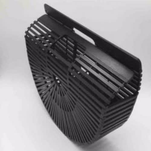 Small Bamboo Basket Ark Clutch Purse - Black