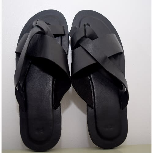 Men's Crossed Slippers - Black