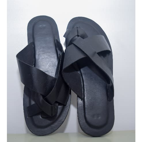 Men's Crossed Slippers - Black
