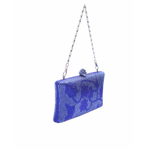 Fashion Only Flowery Designed Party Purse - Blue