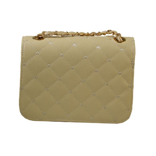 Quilted Crossbody Chain Strap Bag - Beige