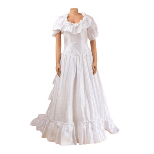 Ruffle Neck Heavy Layered Trails Wedding Gown