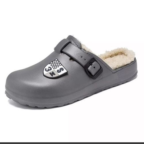 Unisex Loafers Clogs Slip-On Shoes Slides - Fur Grey