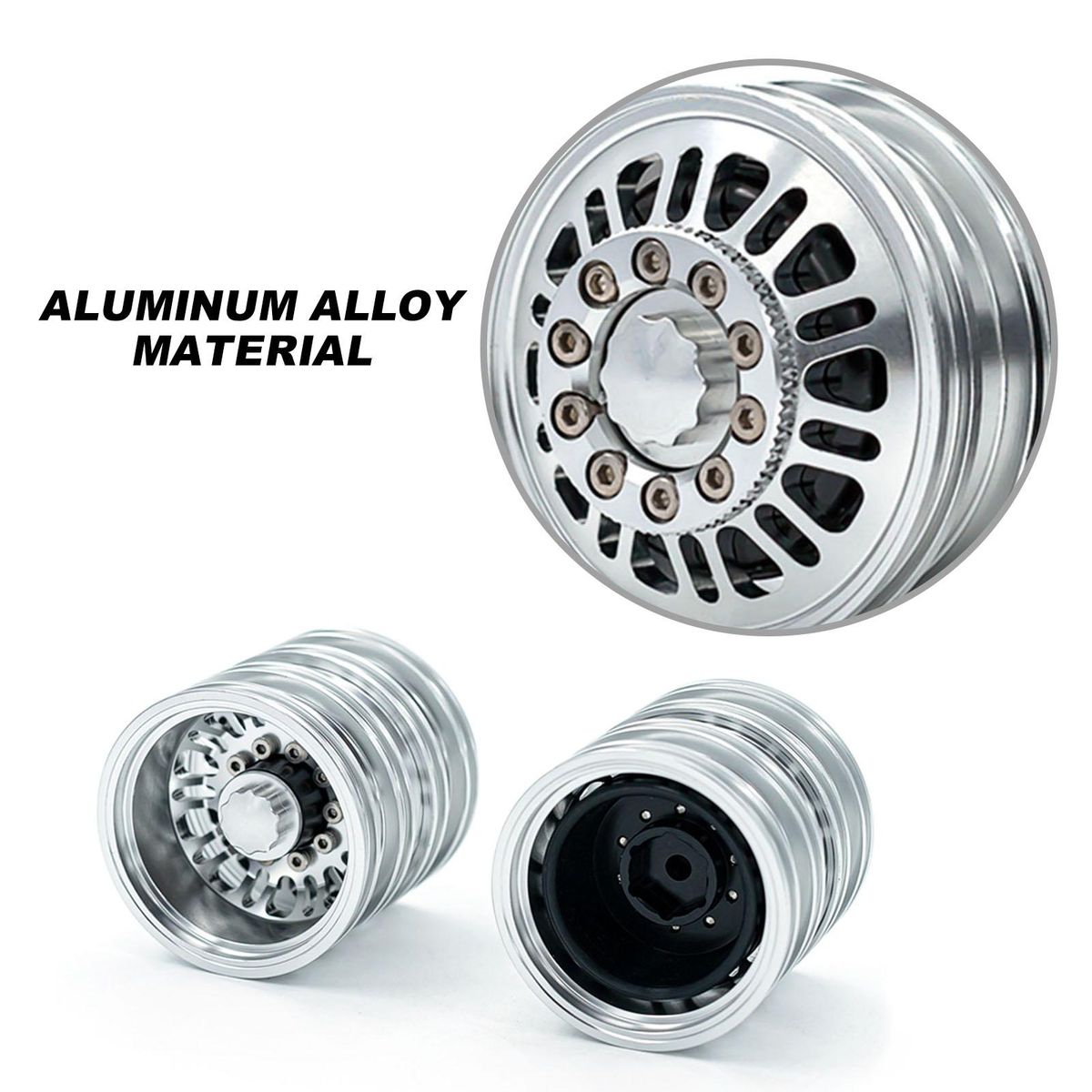 Aluminum Alloy Wheel Rim Beadlock Wheel Rims Hub 4pcs Replacement for 1/14 Tamiya RC Car