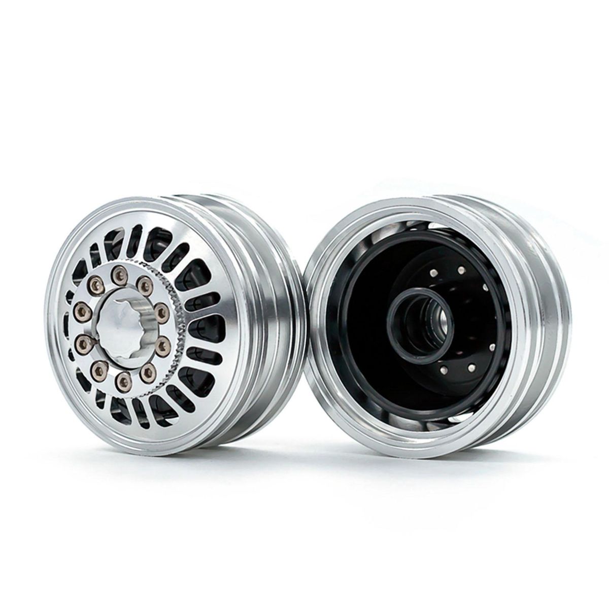 Aluminum Alloy Wheel Rim Beadlock Wheel Rims Hub 4pcs Replacement for 1/14 Tamiya RC Car