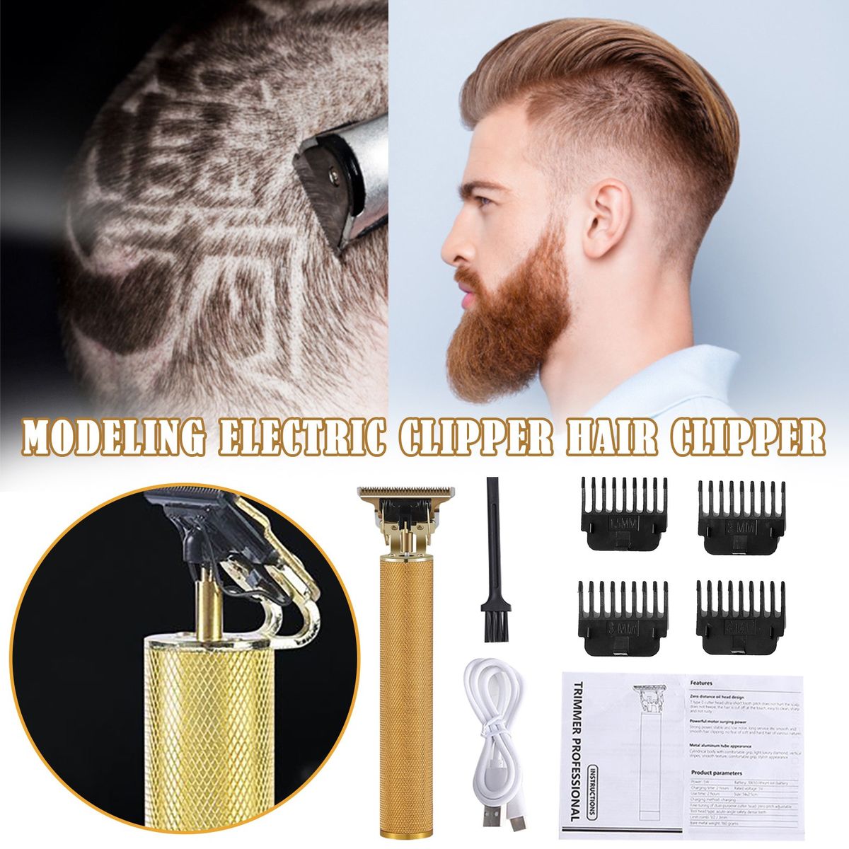 USB Electric Hair Cutting Machine Rechargeable Hair Clipper Man  Trimmer For Men Beard Retro Pet