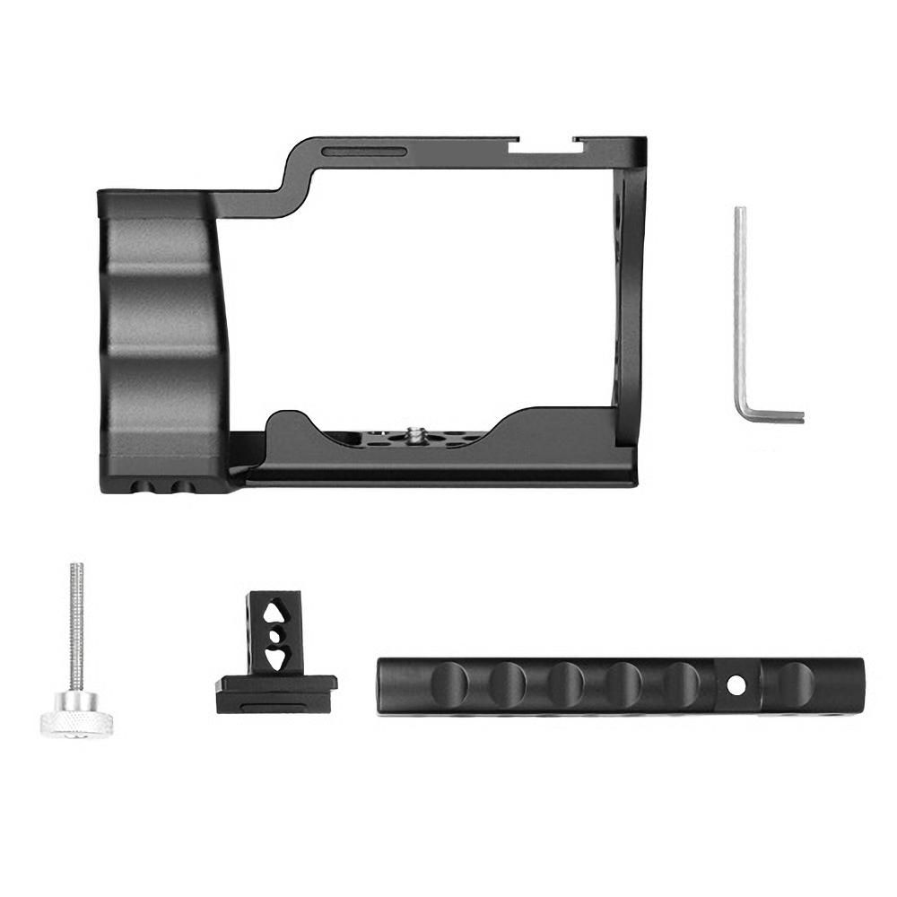 Andoer Camera Cage + Top Handle Kit Aluminum Alloy with Cold Shoe Mount Compatible with Canon EOS M50 DSLR Camera