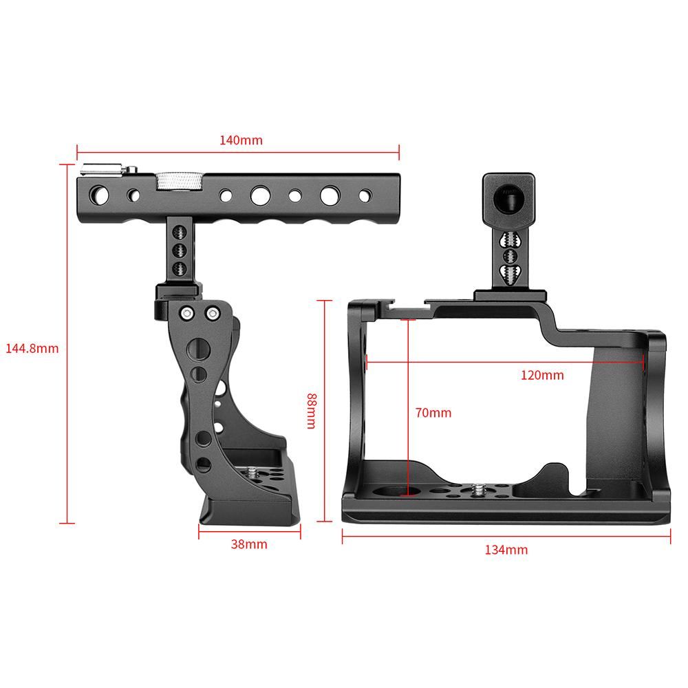 Andoer Camera Cage + Top Handle Kit Aluminum Alloy with Cold Shoe Mount Compatible with Canon EOS M50 DSLR Camera