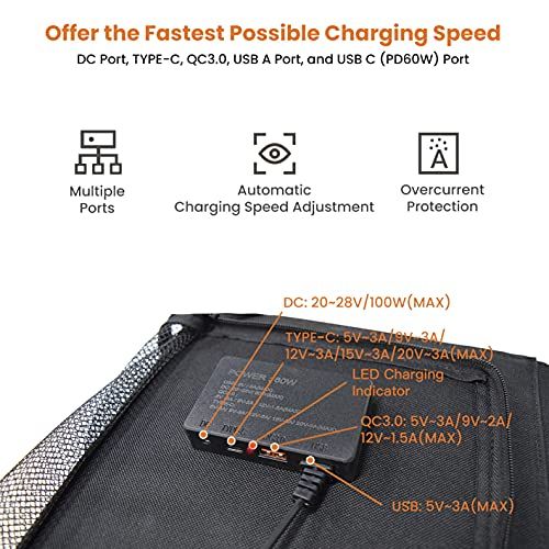 FlexSolar 60W Foldable Solar Charger Panel Kit Portable Sola