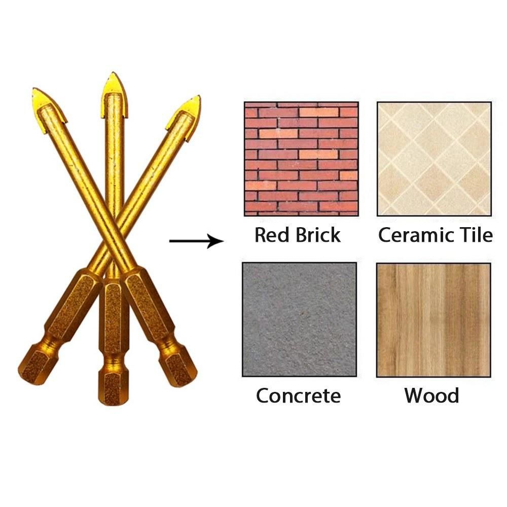 7Pcs Drill Bits Set with 1/4 Inch Hex Shank for Glass Ceramic Marble Tile Concrete Wood and Brick Wall Drilling Tool