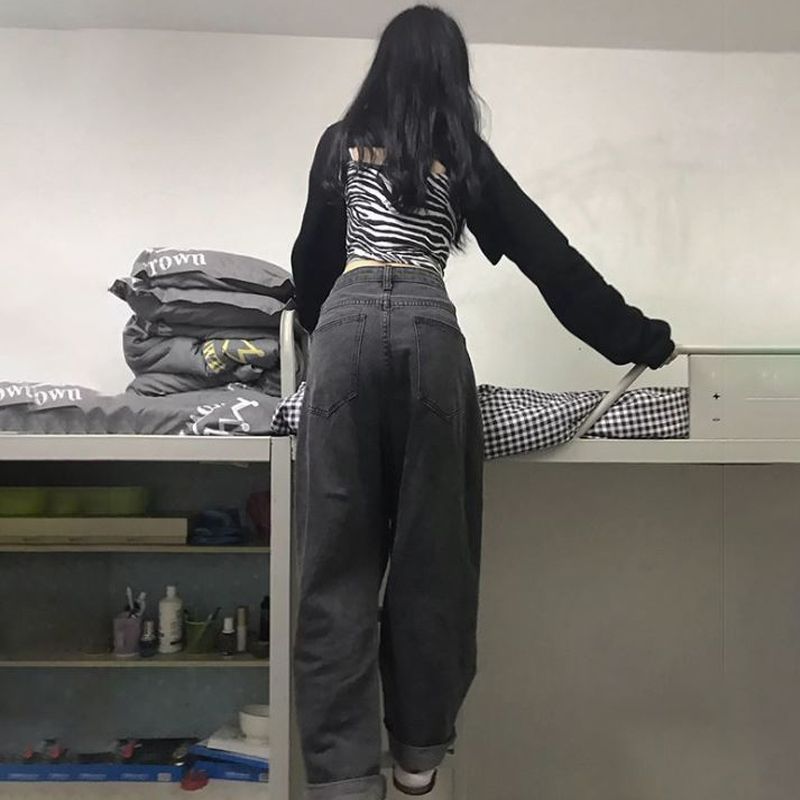 Women Jeans Vintage Adjustable High Waist Bf Oversize Wide Leg Explosive