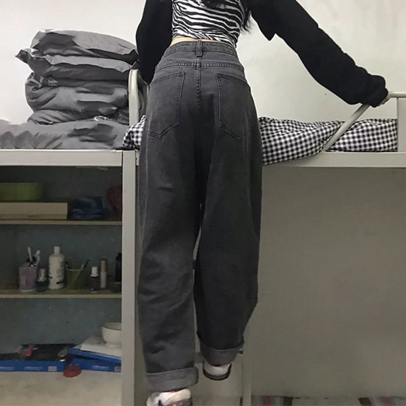 Women Jeans Vintage Adjustable High Waist Bf Oversize Wide Leg Explosive