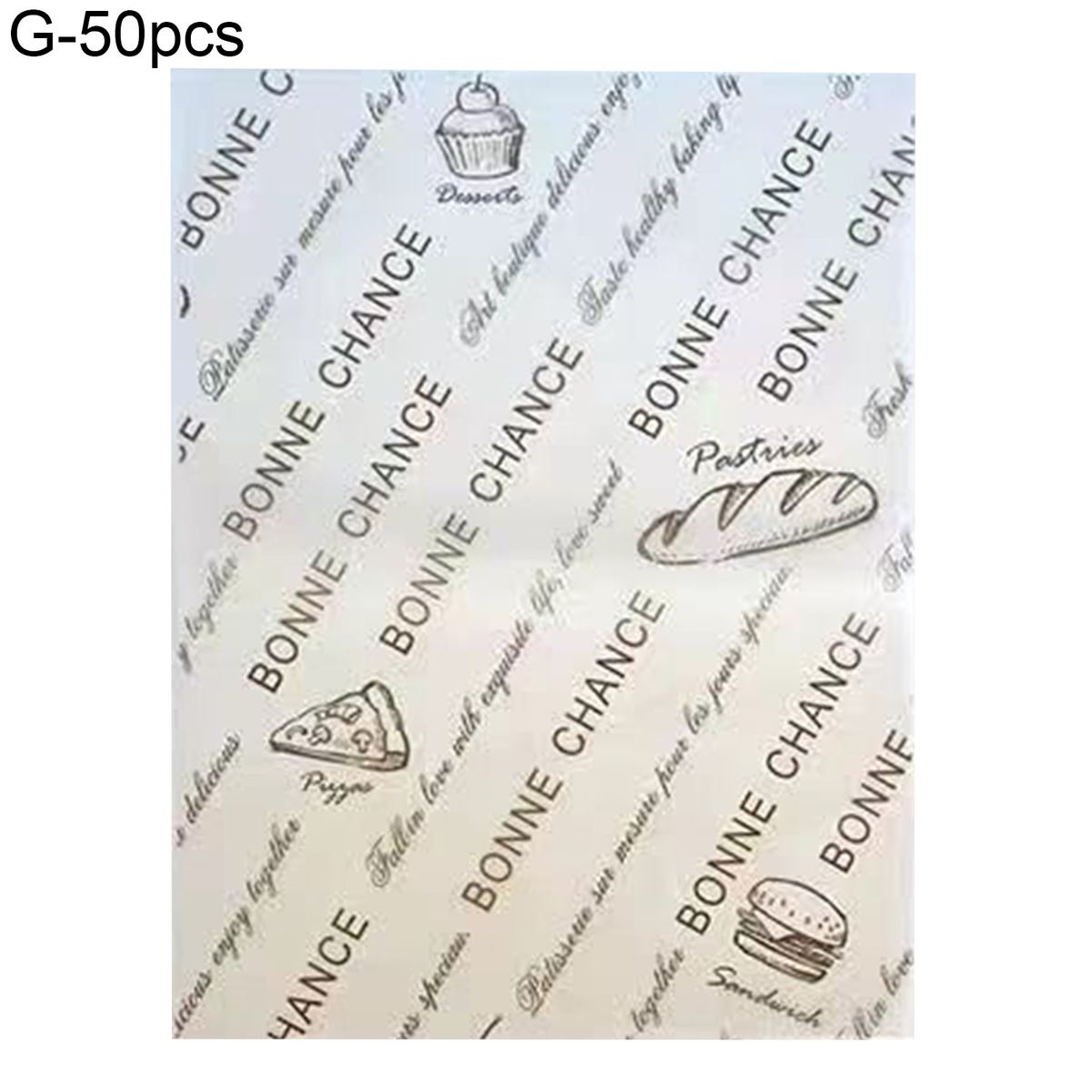50Pcs Food Basket Liner Barley Print Tray Liner G