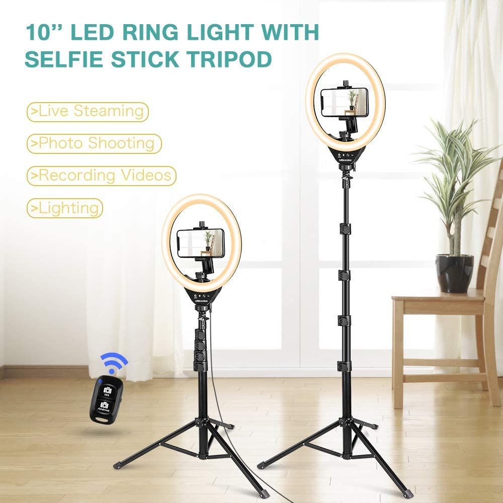10 Inch Ringlight - With BT Remote - 2022 Makeup Light And Mic