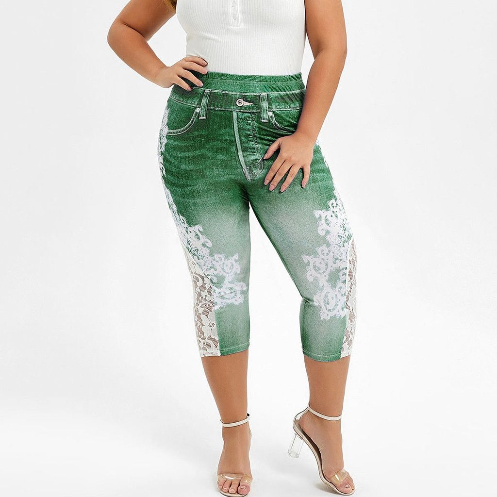 Woman Stretch Lace Printed Short Leggins Summer Jeans Leggings Explosive