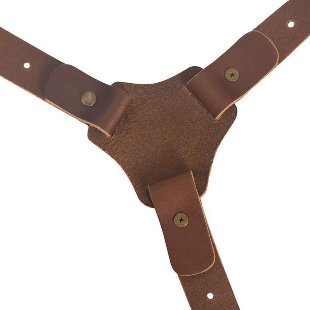 Camera Strap Leather Double Shoulder Leather Harness Strap Photography Gear for DSLR/SLR Camera (Brown)