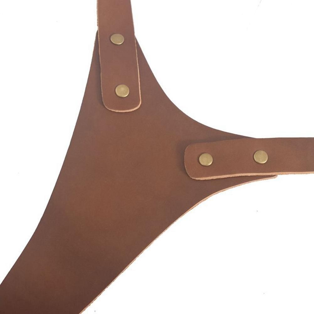 Camera Strap Leather Double Shoulder Leather Harness Strap Photography Gear for DSLR/SLR Camera (Brown)