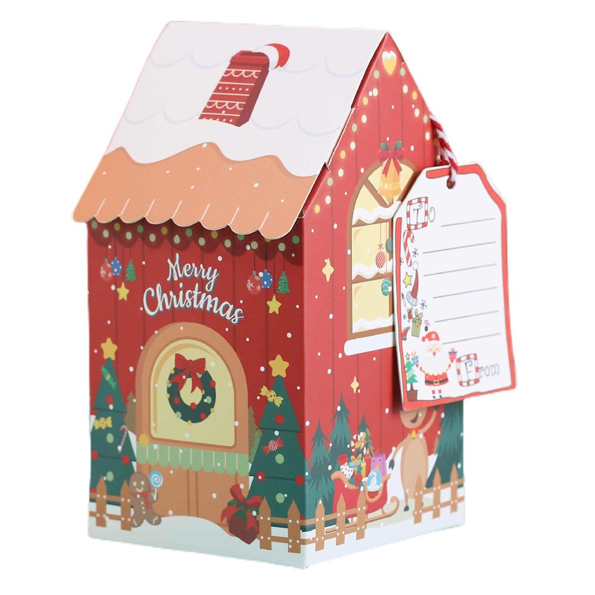 Cookie Gift Boxes 10-piece Festive Gingerbread House Candy for Xmas Red