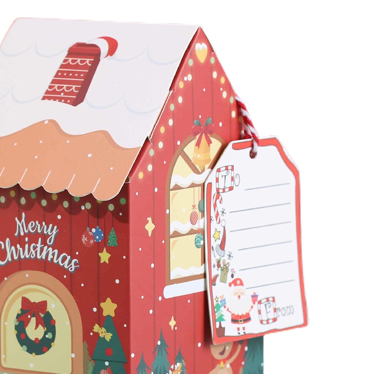 Cookie Gift Boxes 10-piece Festive Gingerbread House Candy for Xmas Red